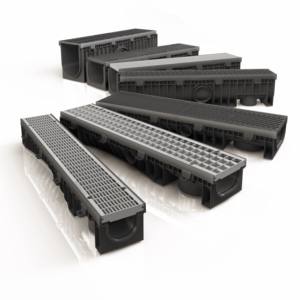 Made in Italy PROMAX 200 HDPE Drainage Channel with F900 18mm Slot Ductile Iron Grating and Tie Bar <b>Kit</b> - Product Image 2