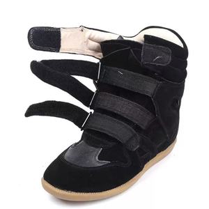 Stivaletti da Donna con <span class=keywords><strong>Zeppa</strong></span> in Pelle Scamosciata, Chiusura a Strappo, Scarpe da Trekking con Plateau e Aumento di Altezza - Product Image 5