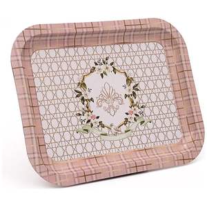 Kontensan EE161U7 233x307mm Turquie Origine Élégant Rectangulaire En Métal Plateau De Service Rosy Design Décoratif Os Incrustation Inoxydable - Product Image 1