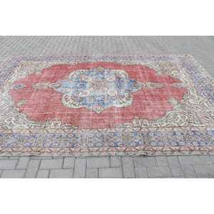 Tapis vintage, tapis turc surdimensionné 7,4x11,5 pieds, tapis marocain en laine rouge et bleu - Product Image 3