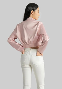 Nouveau blouson d'aviateur en satin à manches longues pour femmes de style respirant OEM/blouson d'aviateur en satin avec logo personnalisé vêtements pour femmes 2024 - Product Image 5