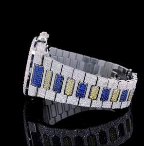 Montre pour hommes de luxe arabe Hip Hop pour Ice Out, diamants simulés, argent glacé, boîtier de 5mm d'épaisseur, mouvement à quartz Ronda - Product Image 4