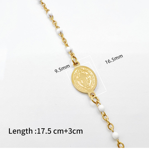 Stainless Steel Beaded Rosary Bracelet with Gold Plating - Product Image 3