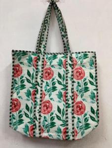 Bohème Vintage fait à la main lavable à usage quotidien sac fourre-tout matelassé pour femmes bloc coton imprimé pour épicerie sac à bandoulière - Product Image 5