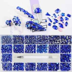 ชุดคริสตัลตกแต่งเล็บสีน้ำเงิน 21 ช่อง พร้อมปากกาติดเล็บ - Product Image 1