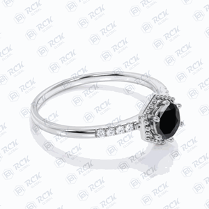 Octagon 0,90 TCW Round Brilliant Cut Solitaire con acentos Moissanite White Gold Celtic Ring Aniversario de mujer Regalo de cumpleaños - Product Image 3