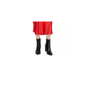 Sanctuary Women's Modern Everyday Midi Skirt <b>Red</b> Small Size Satin Linen Shiny Bandage Design Pleat Ruffle Decoration <b>Sequined</b> - Product Image 3