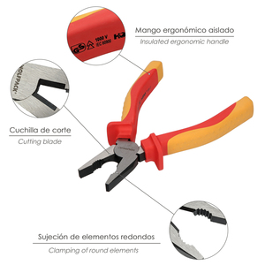 Pinze universali 150 mm. Maniglie isolate VDE resistenti a 1000 V. Acciaio al cromo vanadio. - Product Image 3