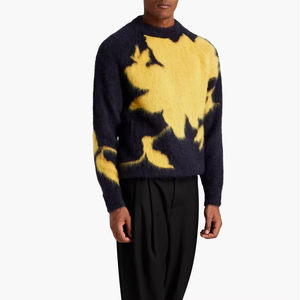 Pull à manches longues en tricot jacquard acrylique brossé personnalisé avec logo senior pour hommes - Product Image 2