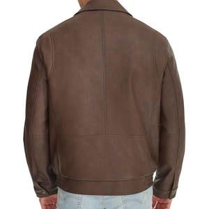 2025 dernière veste en cuir de mouton confortable au design vintage pour hommes avec col rabattu et fermeture à glissière pour l'hiver - Product Image 4