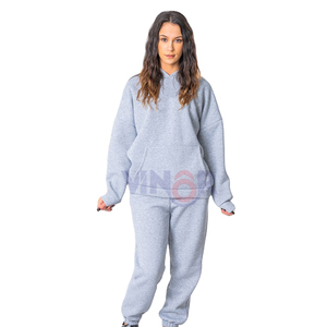 เสื้อวอร์มสวมหัวแบบสวมหัวผ้าฟลีซปักโลโก้ได้ทั้งชายและหญิงสำหรับฤดูหนาวฤดูใบไม้ผลิเสื้อนอกมีฮู้ดกางเกงวอร์มไซส์ XXL PLUS - Product Image 1