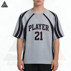 Maillot de football rétro imprimé personnalisé unisexe de haute qualité, coupe courte oversize, style streetwear, respirant, idéal pour l'été, OEM - Product Image 1