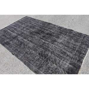 Alfombra de lana gris moderna, alfombra de retales de tejido plano turco de 5,3x8,9 pies para decoraciones de sala de estar con respaldo de látex - Product Image 4