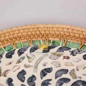 Bandeja de servicio de ratán madreperla, forma redonda, servidor de yute de gran tamaño, servidor de alimentos para bodas, calidad Premium - Product Image 4