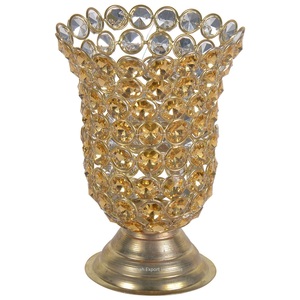 Décorations de mariage en cristal doré perlé Centres de table Hurricanes Bougeoir pour événements Fêtes Fournitures de table - Product Image 3