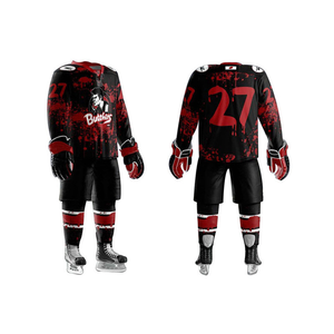 Ensembles de maillots de hockey sur glace longs pour hommes de haute qualité, vente en gros respirante avec logo de l'équipe OEM, chemise de style sublimation avec strass - Product Image 1