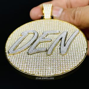 Pendentif avec logo Moissanite personnalisé, Pendentif avec logo personnalisé Moissanite VVS, Pendentif Moissanite personnalisé, Pendentif Moissanite Hip Hop en argent - Product Image 3