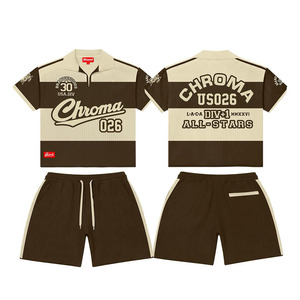 Premium 240 GSM Cotton T Shirt Shorts <b>Set</b> <b>White</b> Base Grey Camo Raglan Sleeves Screen Print Custom Logo <b>2</b> <b>Pieces</b> <b>Sets</b> - Product Image 6