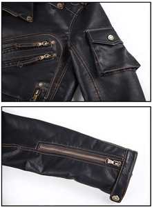 Blouson de motard en cuir unisexe, coupe-vent, avec couleurs et logo personnalisés, pour toutes les saisons - Product Image 5