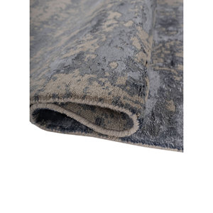 Kavi <b>Grey</b> Black Hand Knotted Wool Bamboo Silk Rug Abstract Pattern for Home Hallway Rectangular 10mm Thick for Teens-Esk-430(Fr) - Product Image 2