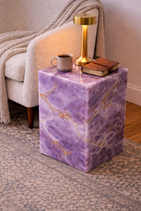 Mesa Auxiliar de Ónix Morado Ecológica y Moderna de Lujo, Mesa Decorativa de Piedra Natural para Diwali, Bautizo, Sala de Estar y Dormitorio - Product Image 4