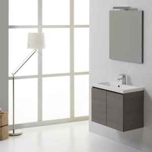 Meuble de salle de bain mural Miami 60 cm avec deux portes grises - Product Image 1