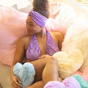 Toallas TaTa, sujetador de toalla Halter Reversible violeta, sujetador de salón absorbente de algodón Modal para enfermería, menopausia, poscirugía, ropa cómoda - Product Image 2