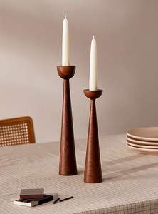 Portavelas de Madera con Acabado Rústico, Decoración para Mesa de Comedor, Dormitorio y Cafetería - Product Image 3