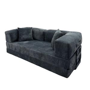 Modern Luxury Corduroy Fabric Modular Sofa Convertible Full Foam <b>Foldable</b> Floor Sofa <b>Bed</b> Living Hotel Use Iron <b>Frame</b> Vacuum - Product Image 2