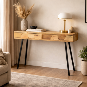 Table console en bois de manguier massif, style industriel moderne, meubles de chambre à coucher, salon, tiroirs de rangement, couleurs personnalisées disponibles - Product Image 2