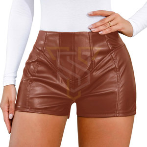 Women's Breathable Leather <b>Shorts</b> Solid Color Street Wear Customizable with Plain Dyed Technique - Product Image 1