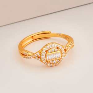 Bague en argent 92,5 191180, tendance et élégante, plaquée or rose et rhodium, sertie de griffes, en or blanc, cadeau - Product Image 2