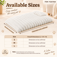 Matelas pour animaux de compagnie rectangulaire en peluche côtelée blanc cassé Yangyangpet avec oreiller pour chats et chiens