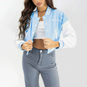 New Arrival Long <b>Sleeve</b> <b>Short</b> Length Casual Wear <b>Women</b> Crop Varsity <b>Jacket</b> Top Trending Custom Color <b>Women</b> Letterman <b>Jacket</b> - Product Image 2