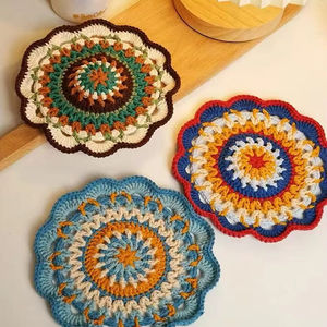 Posavasos y Alfombrillas de Ganchillo de Lana Estilo Bohemio, Tejidos a Mano, Decoración Artística Colorida, Accesorios para el Hogar, Productos Terminados - Product Image 2