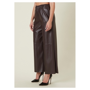 Pantalones Holgados de Mujer en Cuero Sintético para Otoño/Invierno, Hechos en Italia, Cintura Elástica, Diferentes Colores Disponibles - Product Image 3