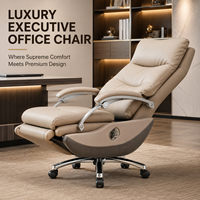 Fauteuil de bureau exécutif électrique inclinable en cuir véritable avec repose-pieds, pivotant, dossier haut, vente en gros OEM