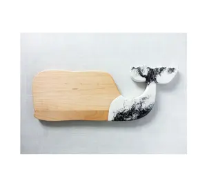 Best Epoxy Resin Handle Design Cheese Board With Dolphin Shaped Wood And Resin Chopping Board