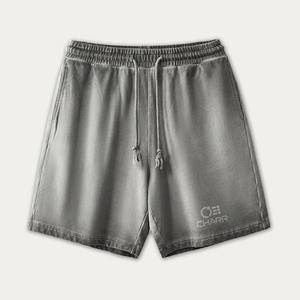 Customized Acid Washed <b>Vintage</b> Loose Straight <b>Men's</b> <b>Shorts</b> 100% Cotton Mid-Waist Breathable Knitted Casual Style Printed Logo - Product Image 1