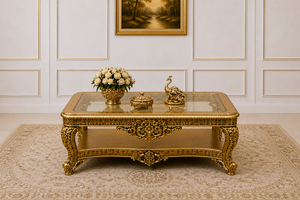 Imperial Baroque Inspired Teak Wood Square <b>Inflatable</b> Living Room <b>Sofa</b> Set Premium Golden Carved Classic 5-Seater <b>Sofa</b>/Couch - Product Image 4