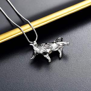 Joyería de cremación de acero colgante de urna forma de corrida de toros de acero inoxidable adornos de joyería de cremación para collar humano tamaño personalizado - Product Image 5
