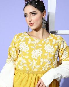 2023 Boho Hippie femmes vêtements genou robes femmes col rond Maxi décontracté à manches longues mexicain brodé Mini robe - Product Image 4