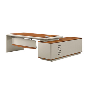 Modern Luxury L Shaped Executive Office <b>Desk</b> Modular Wooden Panel <b>Workstation</b> Table Extendable Furniture Set for Corporate use - Product Image 6