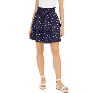 Gonna Corta a Pois Blu Navy Taglia X-Large da Donna Maison Jules, con Vita Elastica, Comoda in Chiffon Lavorato a Maglia con Spandex, Lunghezza Midi - Product Image 1