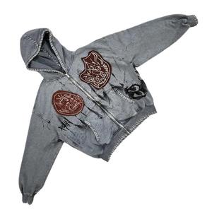 Pull à capuche surdimensionné pour homme 100% coton 420 GSM Heavyweight Designer Pattern Anti-Shrink Puff Printing 6XL No String Hoodie - Product Image 4