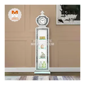 Hot Competitive Big Mirrored Floor Grandfather Clock with Faux Crushed Diamonds