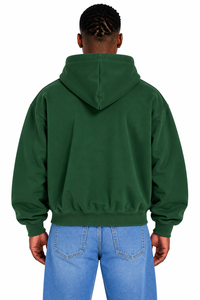 Sweat à capuche zippé AURA pour homme, coupe classique, vert foncé, doublé, en molleton, couleur unie, pour l'automne, coton/polyester - Product Image 2