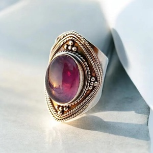 925 argent Sterling améthyste grande bague pour femmes délicate minimaliste bohème concepteur déclaration pierres précieuses bijoux personnalisés chrétien - Product Image 1