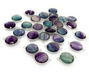 Labradorite naturelle 7mm coussin coupe pierres précieuses ensemble de lunette à caution unique connecteur en argent sterling 925 pour la fabrication de bijoux à bricoler soi-même et de cadeaux - Product Image 4