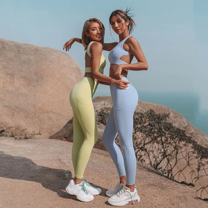 Women's Plus Size 2 Piece Sportswear Fitness Gym Workout High Waist Yoga Pants Sports <b>Top</b> <b>Bra</b> Set Elastic <b>Tank</b> <b>Top</b> - Product Image 4